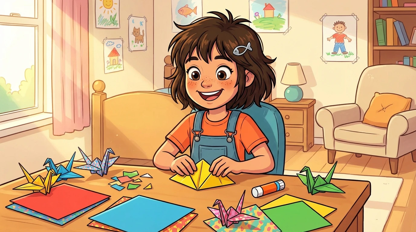 Mira folding colorful paper origami birds